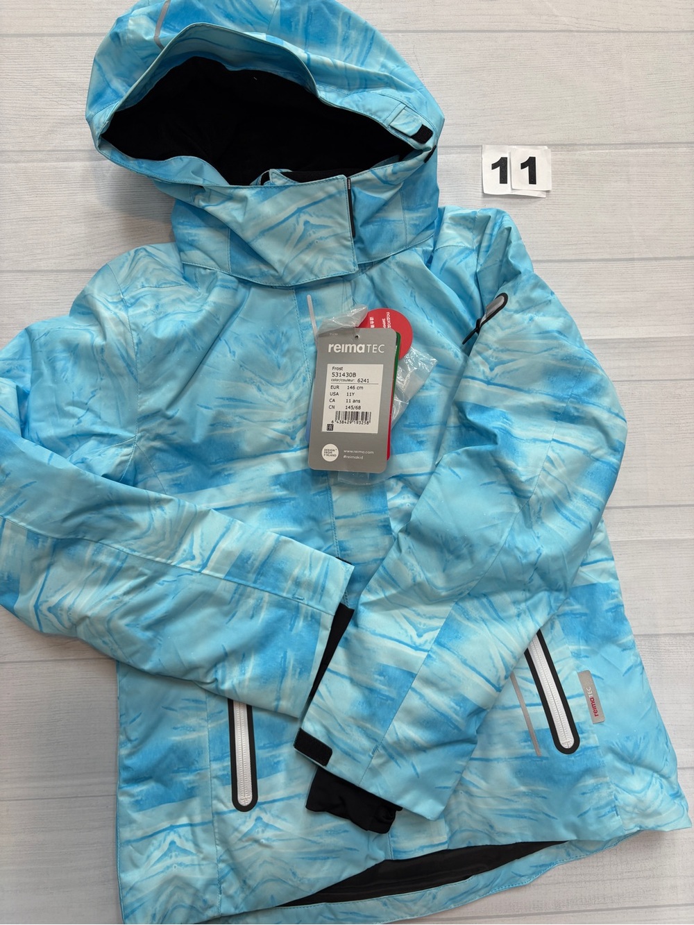 Reima Reimatec Kids' Light Blue Marble-Print Ski Jacket
